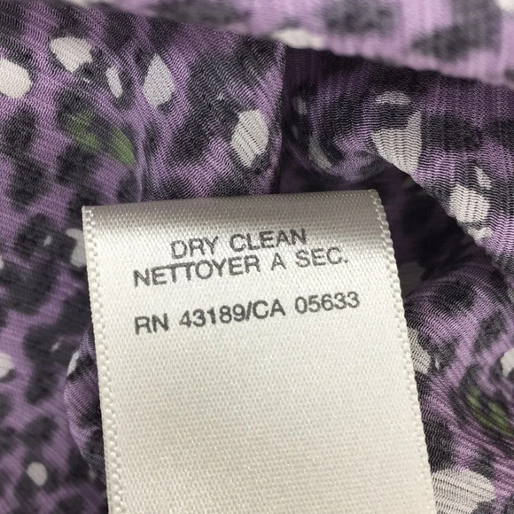 Susan Bristol Purple Animal Print Button Front Silk Shirt‎ Womens 8 Long Sleeve - Picture 7 of 11